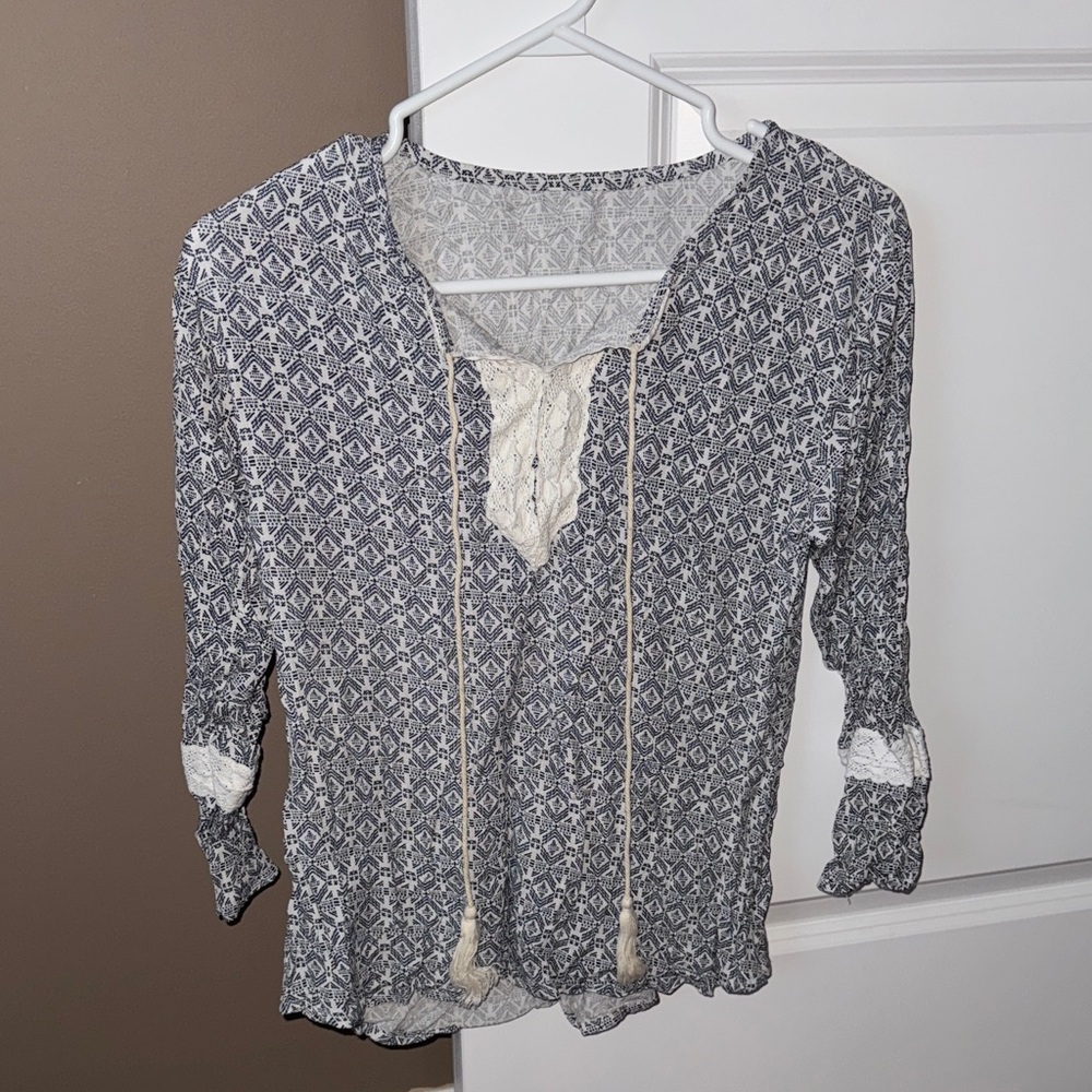 Women's Blue Patterned Top